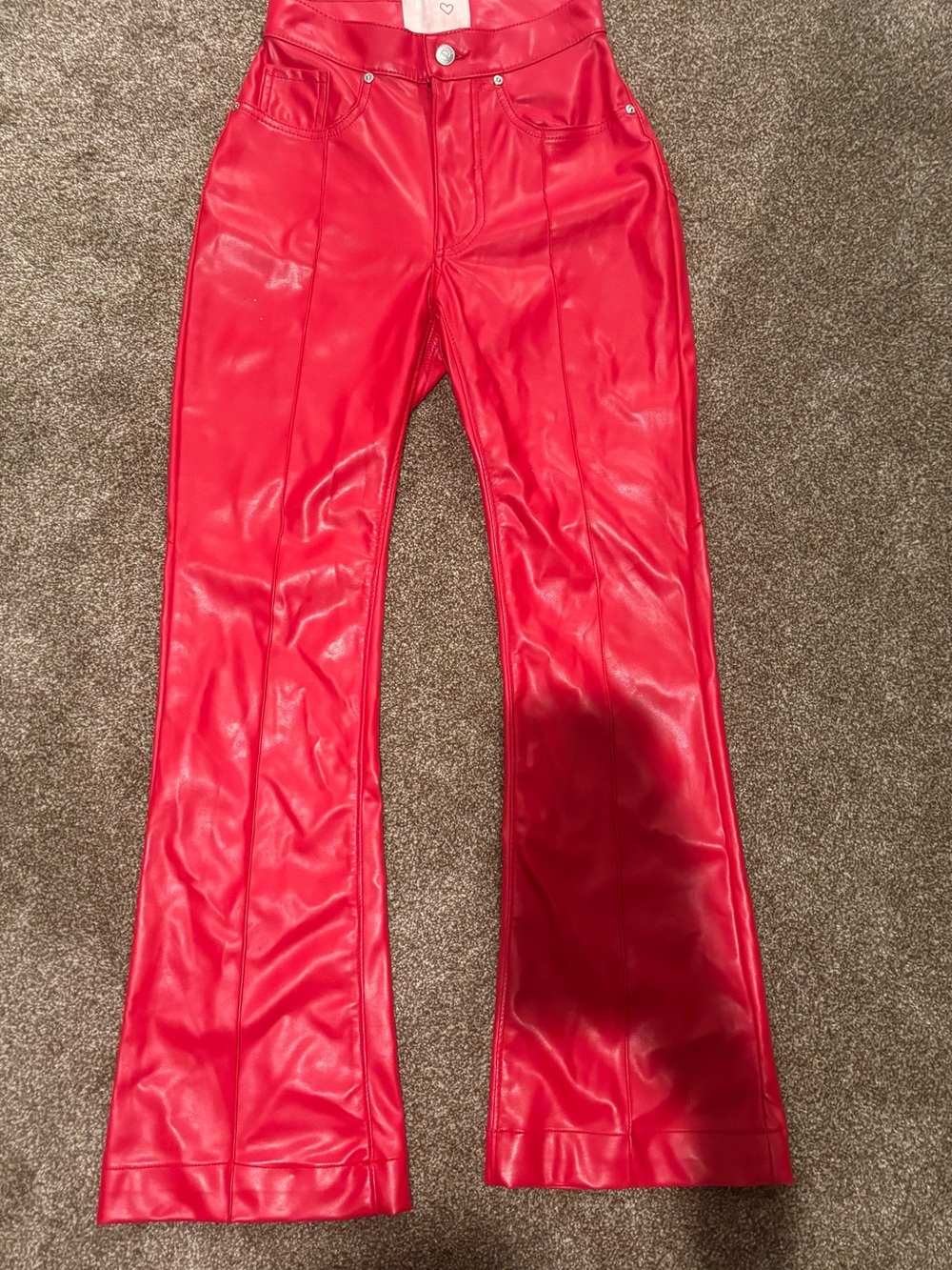 REVICE Bright Red Faux Leather High-Rise Pants - Picture 2 of 5